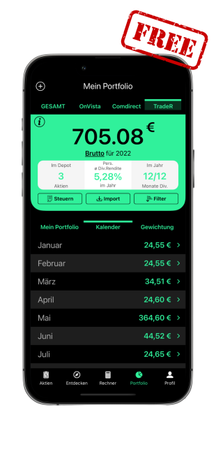 myDividends24 App Portfolio Tracker Aktienkalender
